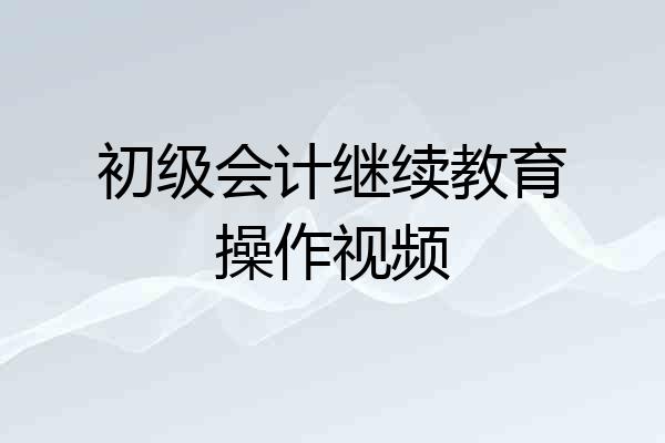 初级会计继续教育操作视频