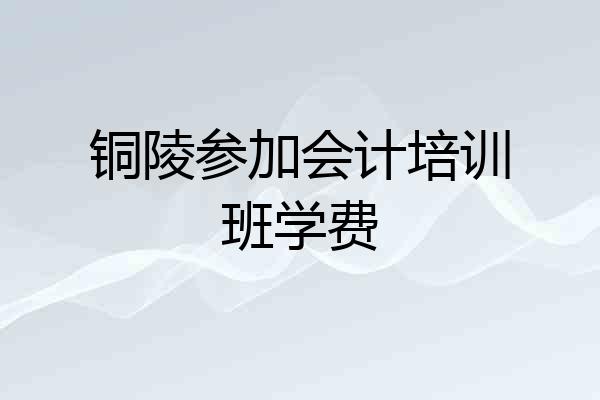铜陵参加会计培训班学费