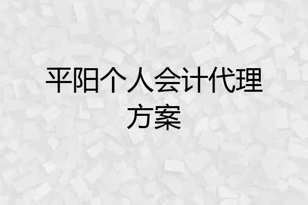 平阳个人会计代理方案