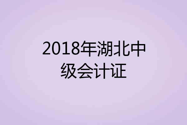 2018年湖北中级会计证