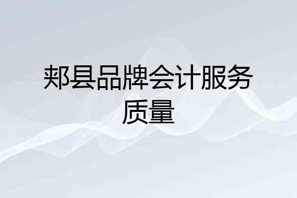 郏县品牌会计服务质量
