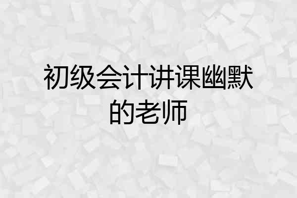 初级会计讲课幽默的老师