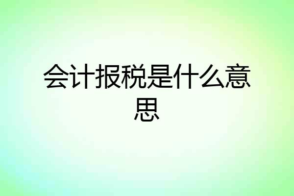 会计报税是什么意思