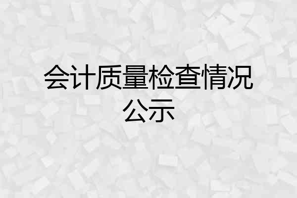 会计质量检查情况公示