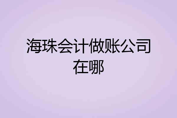 海珠会计做账公司在哪