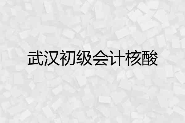 武汉初级会计核酸