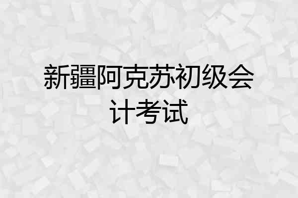 新疆阿克苏初级会计考试