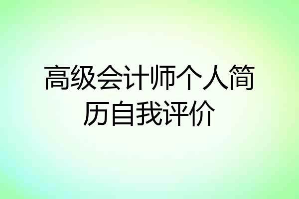 高级会计师个人简历自我评价