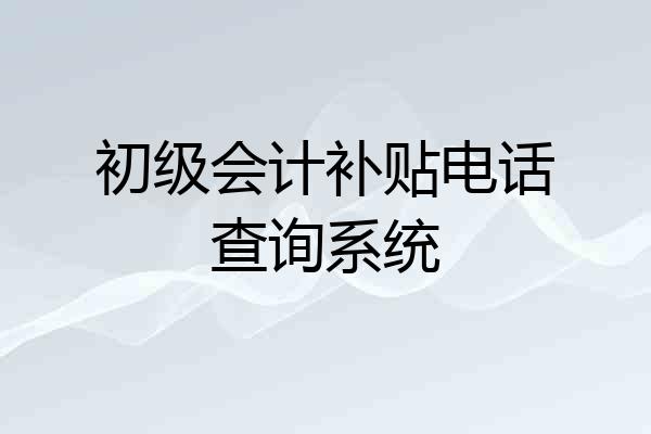 初级会计补贴电话查询系统