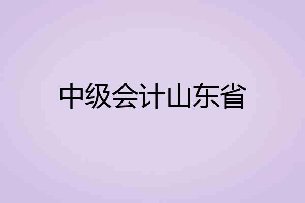 中级会计山东省
