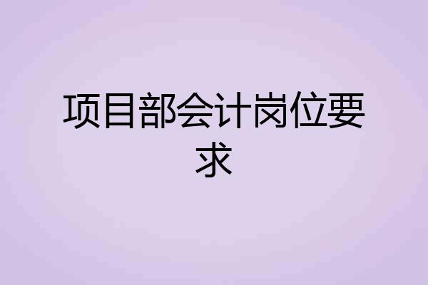 项目部会计岗位要求