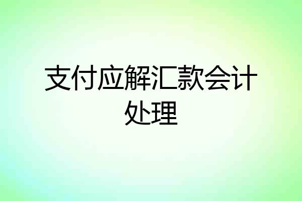 支付应解汇款会计处理