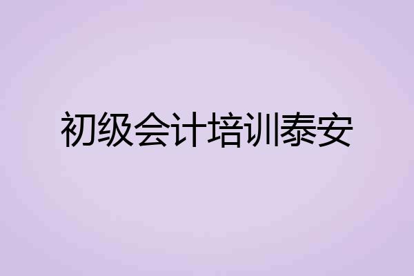 初级会计培训泰安
