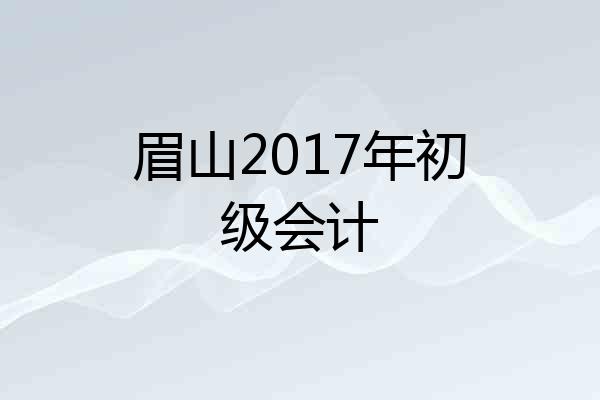 眉山2017年初级会计
