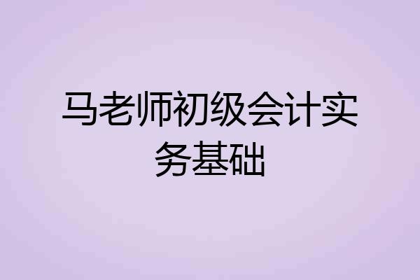 马老师初级会计实务基础