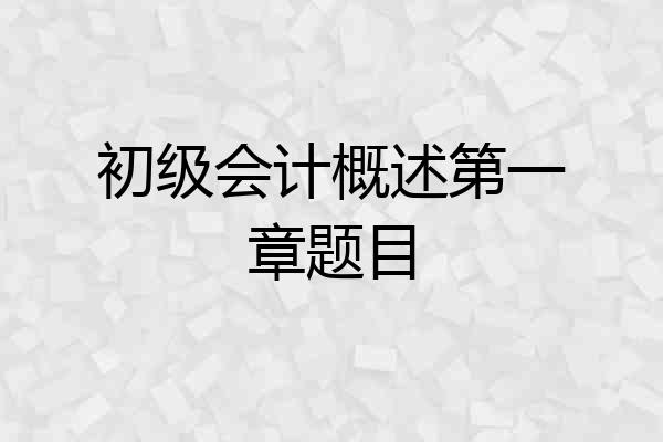 初级会计概述第一章题目