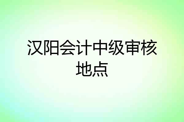 汉阳会计中级审核地点