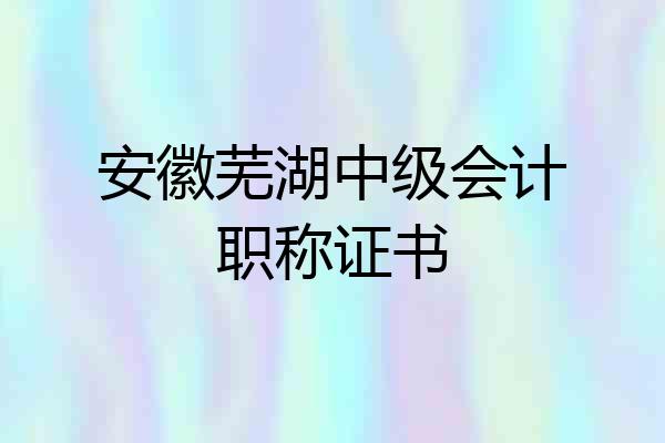 安徽芜湖中级会计职称证书
