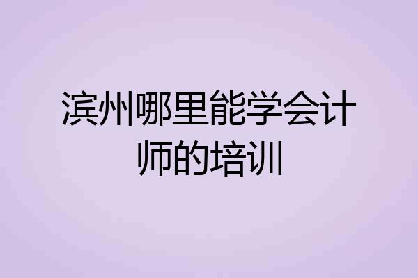 滨州哪里能学会计师的培训