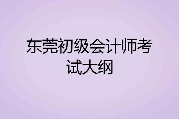 东莞初级会计师考试大纲