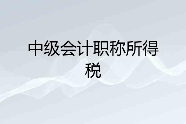 中级会计职称所得税