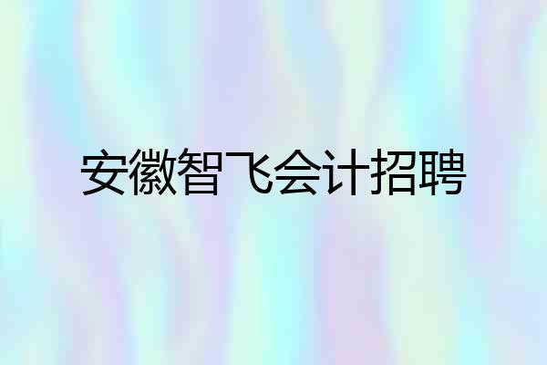 安徽智飞会计招聘