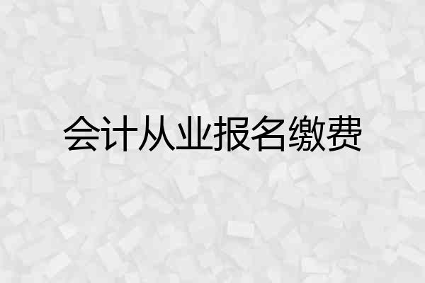 会计从业报名缴费
