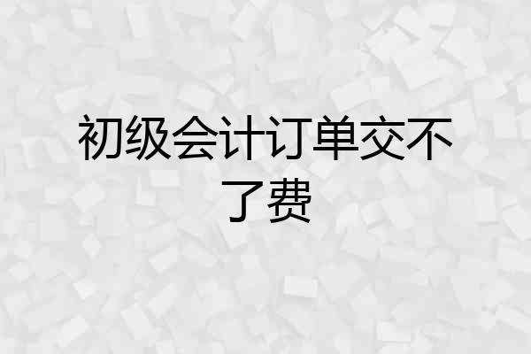 初级会计订单交不了费