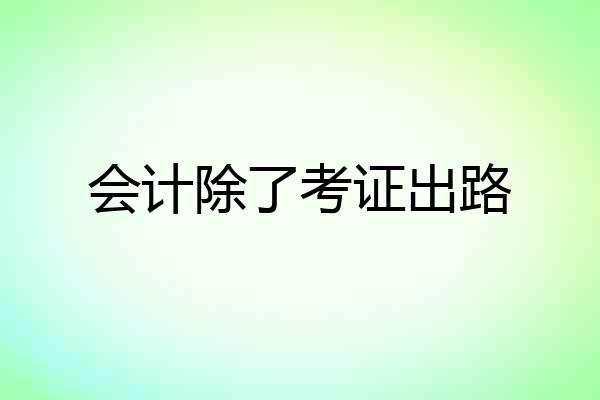 会计除了考证出路