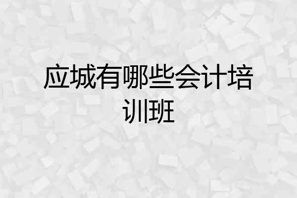 应城有哪些会计培训班
