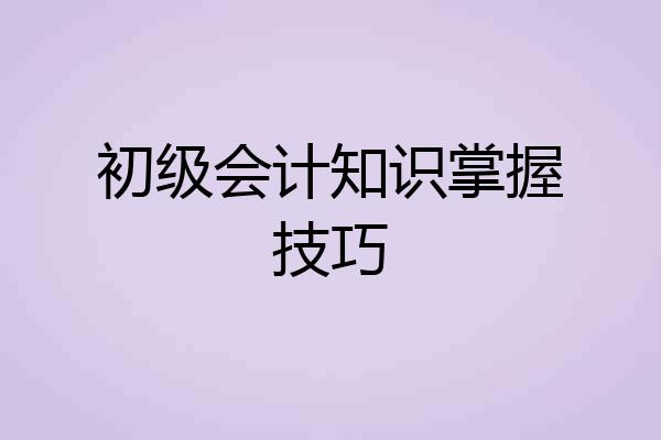 初级会计知识掌握技巧