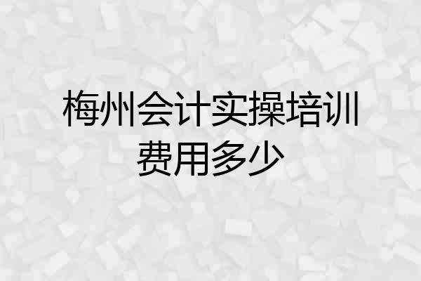 梅州会计实操培训费用多少