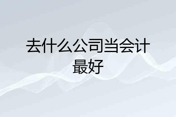 去什么公司当会计最好