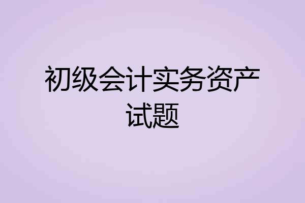 初级会计实务资产试题