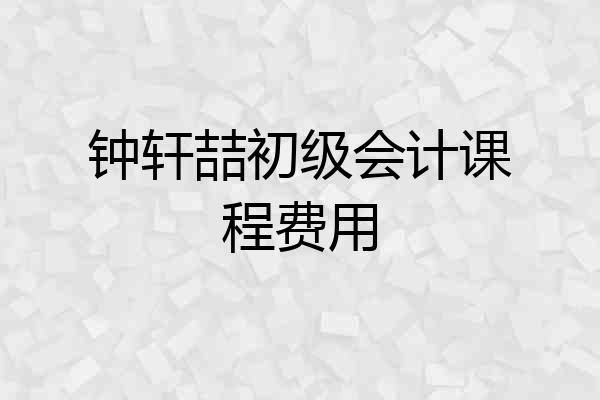 钟轩喆初级会计课程费用