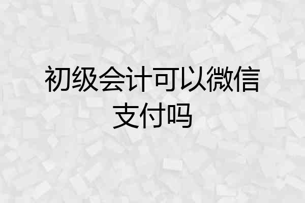 初级会计可以微信支付吗