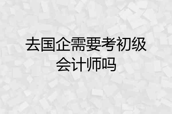 去国企需要考初级会计师吗
