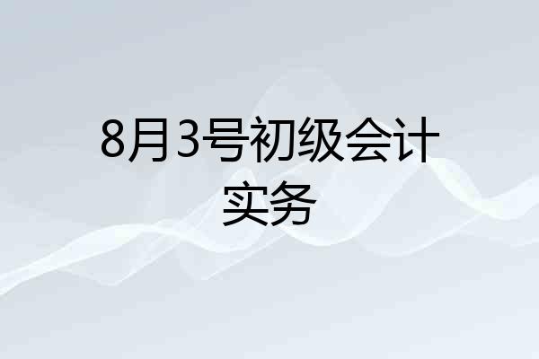 8月3号初级会计实务
