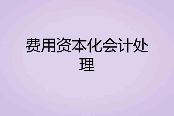 费用资本化会计处理