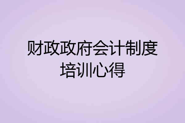 财政政府会计制度培训心得