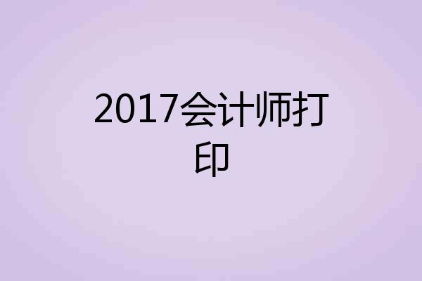 2017会计师打印