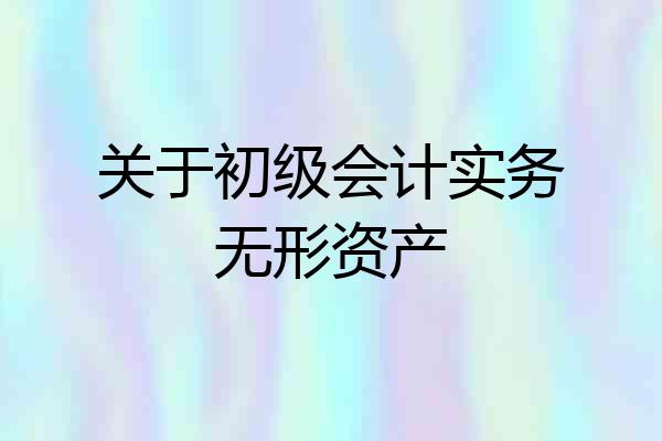 关于初级会计实务无形资产