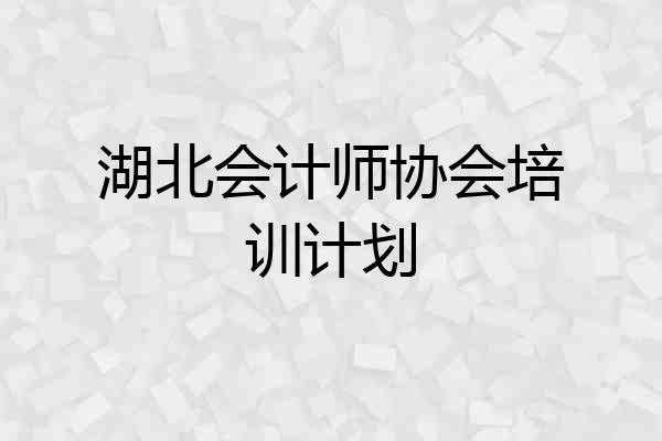 湖北会计师协会培训计划