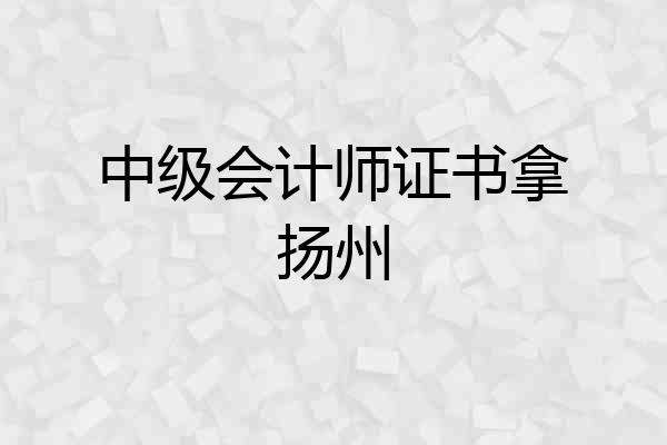 中级会计师证书拿扬州