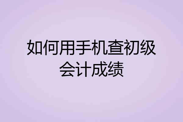 如何用手机查初级会计成绩