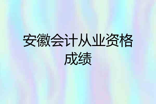 安徽会计从业资格成绩