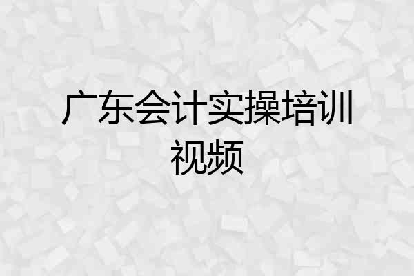 广东会计实操培训视频