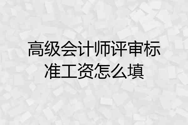 高级会计师评审标准工资怎么填
