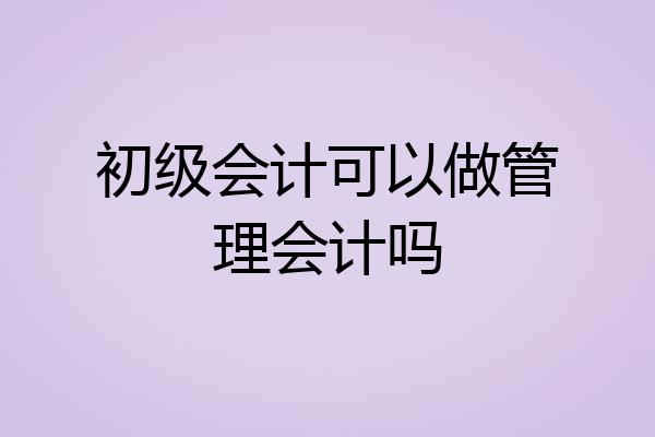 初级会计可以做管理会计吗