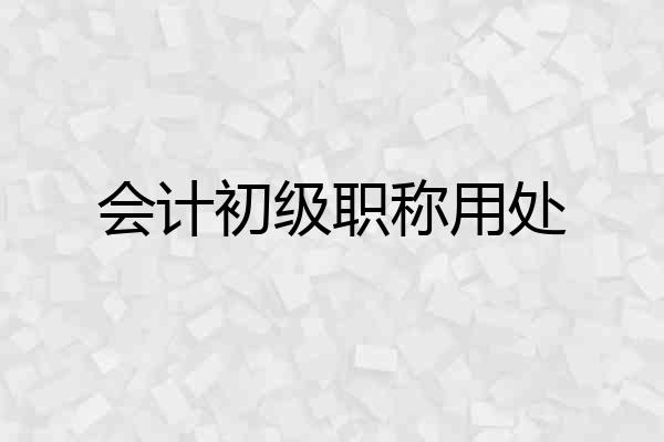 会计初级职称用处